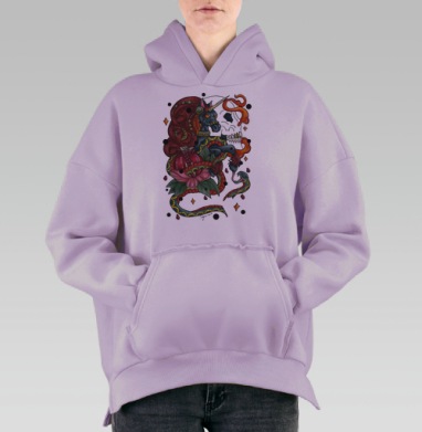 Тёмный единорог и змея в стиле неотрадишнл, Hoodie Oversize Fiolet, утепленная