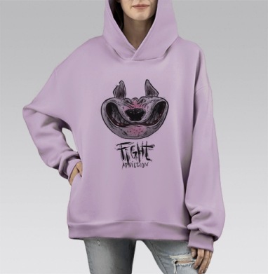 Бойцам, Hoodie Mono Fiolet, оверсайз, утепленная