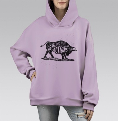 Бык, Hoodie Mono Fiolet, оверсайз, утепленная