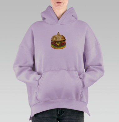Королевский бургер под золотым колокольчиком, Hoodie Oversize Fiolet, утепленная