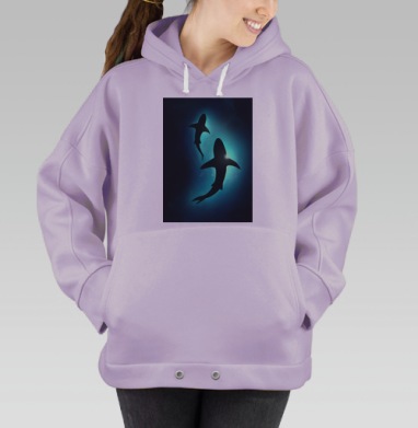 Величие двух акул в бирюзовом свете океана, Hoodie Oversize Fiolet