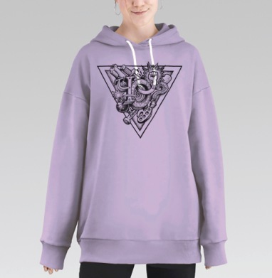 Творческий Панк-Дизайн «Free» – Символ Свободы и Бунта, Hoodie Long Oversize Fiolet