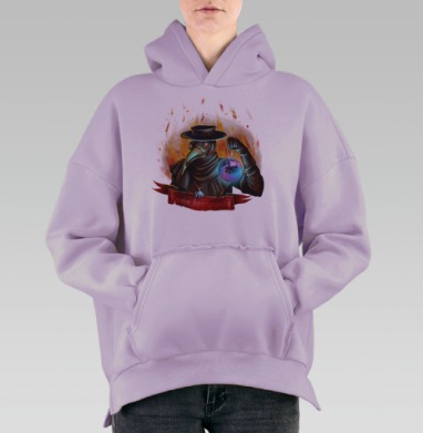 Чумной Доктор с Диско-Шаром и Горящим Фоном, Hoodie Oversize Fiolet, утепленная