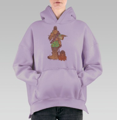 Йети в шортах с арбузами и собака в очках, Hoodie Oversize Fiolet, утепленная