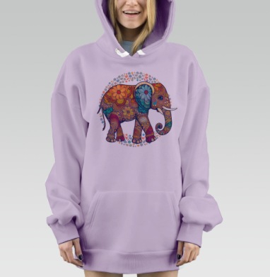 Психоделический слон – символ мудрости и гармонии, Hoodie Mjhigh Dig Mel, Fiolet, утепленная