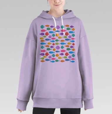 Цветные рыбки, Hoodie Long Oversize Fiolet