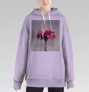 Декоративный цветок гвоздики с эффектом белой краски, Hoodie Long Oversize Fiolet