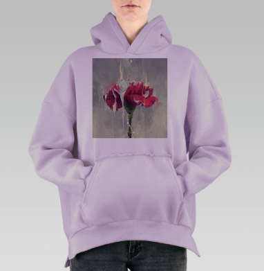 Декоративный цветок гвоздики с эффектом белой краски, Hoodie Oversize Fiolet, утепленная