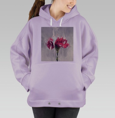 Декоративный цветок гвоздики с эффектом белой краски, Hoodie Oversize Fiolet