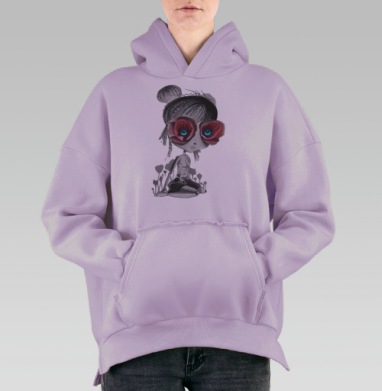 Кукла с глазами-аппликациями из маков, Hoodie Oversize Fiolet, утепленная