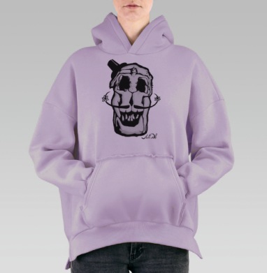 Dali Skull, Hoodie Oversize Fiolet, утепленная