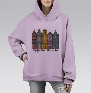 Дама с Амстердама, Hoodie Mono Fiolet, оверсайз, утепленная