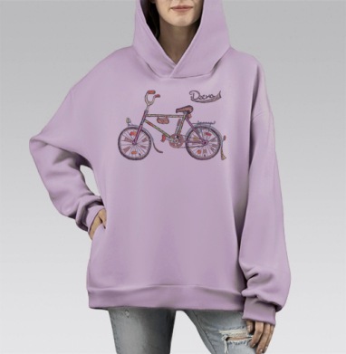 Десна I (ностальгический велосипед), Hoodie Mono Fiolet, оверсайз, утепленная