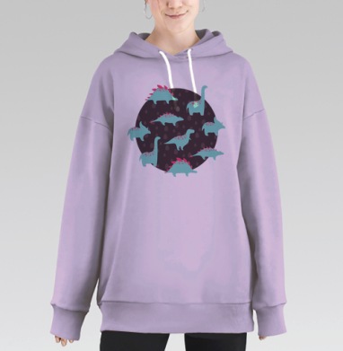 Dinosaurs, Hoodie Long Oversize Fiolet