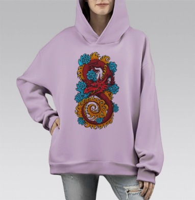 Дракон, Hoodie Mono Fiolet, оверсайз, утепленная