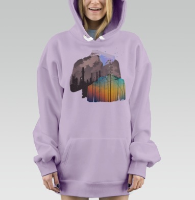 Двойная экспозиция — природа vs индустрия, Hoodie Mjhigh Dig Mel, Fiolet, утепленная