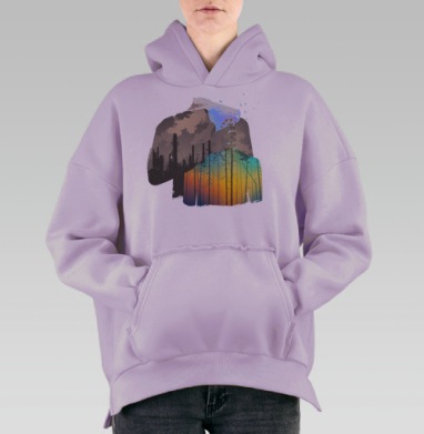 Двойная экспозиция — природа vs индустрия, Hoodie Oversize Fiolet, утепленная