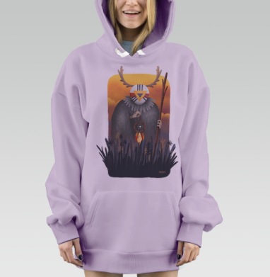 Мистический Шаман с ловцом снов на закате, Hoodie Mjhigh Dig Mel, Fiolet, утепленная