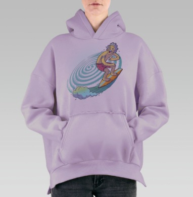 Эйнштейн серфит на гравитационных волнах, Hoodie Oversize Fiolet, утепленная