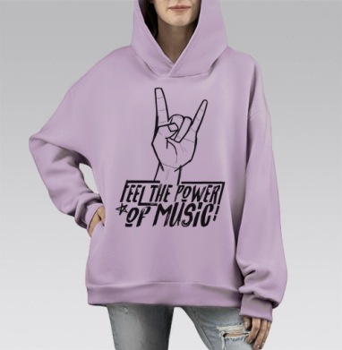 Жест «Коза» – Символ Рок-энергии и Стиля, Hoodie Mono Fiolet, оверсайз, утепленная