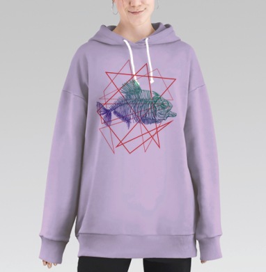 Fish, Hoodie Long Oversize Fiolet