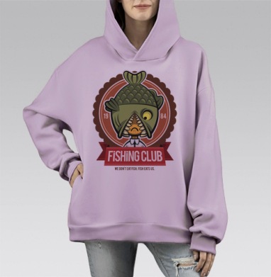Fishing Club, Hoodie Mono Fiolet, оверсайз, утепленная