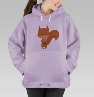 Милая белочка с жёлудем в теплых тонах, Hoodie Oversize Fiolet