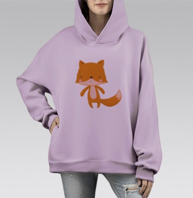 Милый рыжий лисенок с выразительным взглядом, Hoodie Mono Fiolet, оверсайз, утепленная