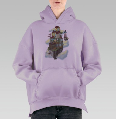 Flying house, Hoodie Oversize Fiolet, утепленная