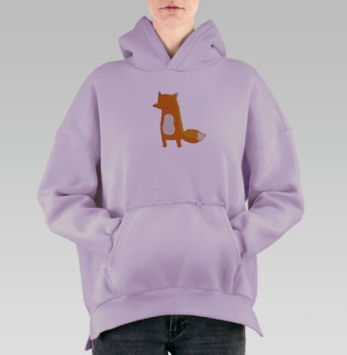 Яркая иллюстрация дружелюбного оранжевого лиса, Hoodie Oversize Fiolet, утепленная