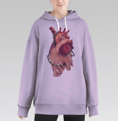Сердце и роза: любовь через боль и связь, Hoodie Long Oversize Fiolet