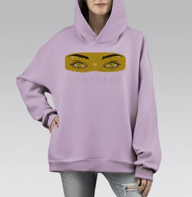 Желтая цензура, Hoodie Mono Fiolet, оверсайз, утепленная
