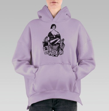 Женщина-хранительница с сияющим светилом, Hoodie Oversize Fiolet, утепленная