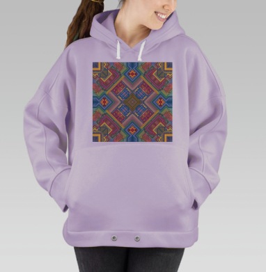 Сложная симметричная мандала в пиксельном стиле, Hoodie Oversize Fiolet