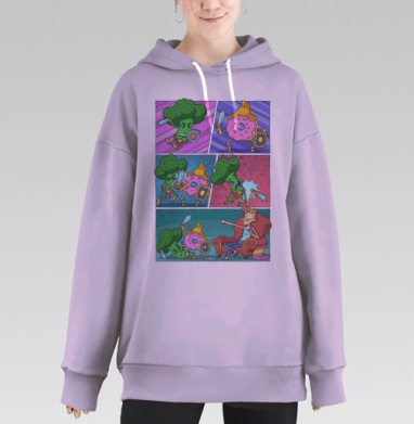 Комический Бой Брокколи и Пончика, Hoodie Long Oversize Fiolet