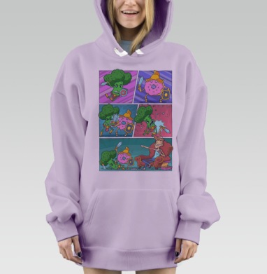 Комический Бой Брокколи и Пончика, Hoodie Mjhigh Dig Mel, Fiolet, утепленная