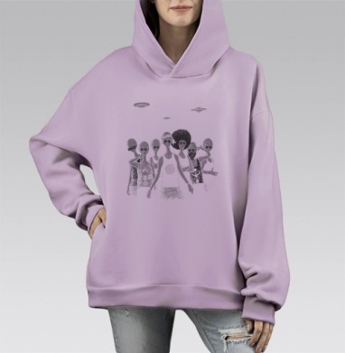 Гости, Hoodie Mono Fiolet, оверсайз, утепленная