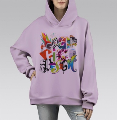 Многогранный креативный калейдоскоп ДИЗАЙН, Hoodie Mono Fiolet, оверсайз, утепленная