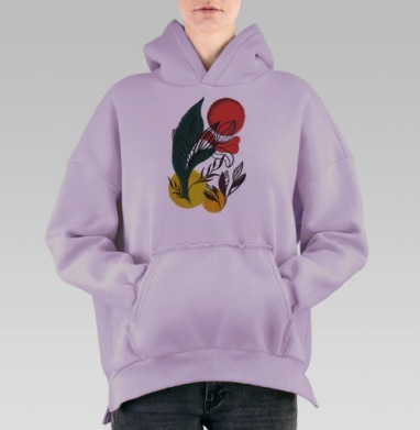 Абстрактный ботанический экспрессионизм, Hoodie Oversize Fiolet, утепленная