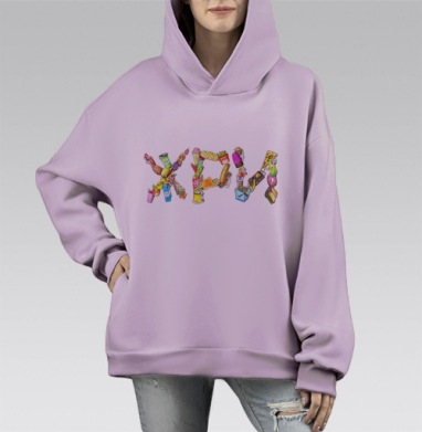 ЖРИ, Hoodie Mono Fiolet, оверсайз, утепленная