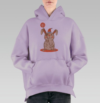 Happy NEW year, Hoodie Oversize Fiolet, утепленная