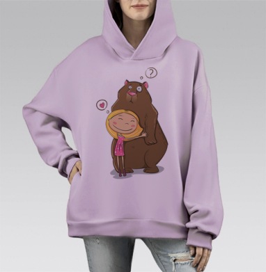 I like teddy bears, Hoodie Mono Fiolet, оверсайз, утепленная