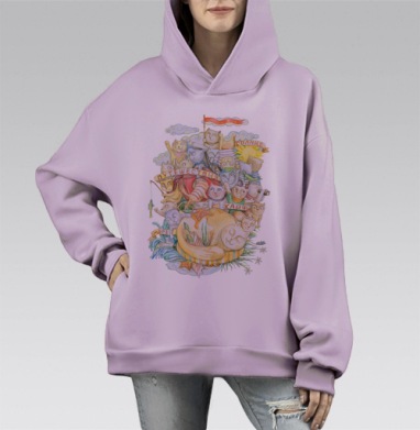 Игры в жизнь, Hoodie Mono Fiolet, оверсайз, утепленная