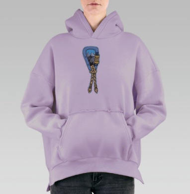 Альпинистский карабин с природным узором, Hoodie Oversize Fiolet, утепленная