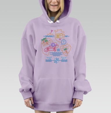 Карта сокровищ, Hoodie Mjhigh Dig Mel, Fiolet, утепленная