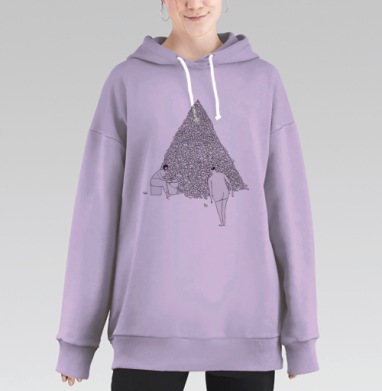 Метафоричная картина «Сизифов труд» в минимализме, Hoodie Long Oversize Fiolet