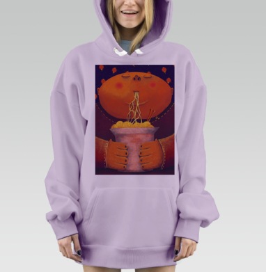 Пухлый человек с удовольствием ест лапшу, Hoodie Mjhigh Dig Mel, Fiolet, утепленная
