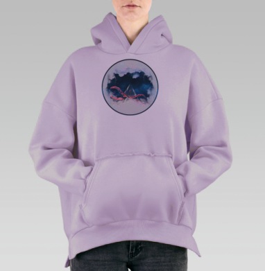 Космический осминог, Hoodie Oversize Fiolet, утепленная
