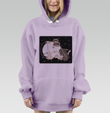 Космический путешественник с чемоданом в невесомости, Hoodie Mjhigh Dig Mel, Fiolet, утепленная