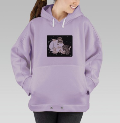 Космический путешественник с чемоданом в невесомости, Hoodie Oversize Fiolet